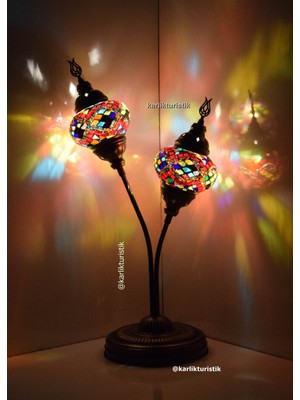 Feyza Design Renkli Mozaik Masa Lambası, Şık ve Modern Abajur Lale Tasarımı