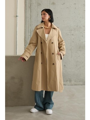 Livizmir Moda Camel Uzun Kemerli Trençkot