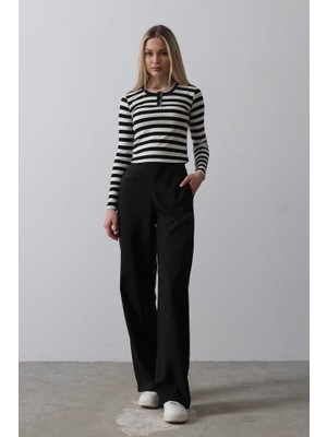 Livizmir Moda Beli Yarım Lastikli Palazzo Pantolon - Siyah
