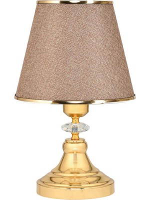 Feyza Design Şık Kumaş Başlıklı Metal Ayaklı Abajur, Modern ve Zarif Tasarım