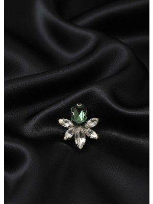 Barış Dizayn Bros Şıklığın Sembolü Kristal Taşlı Zümrüt Broş