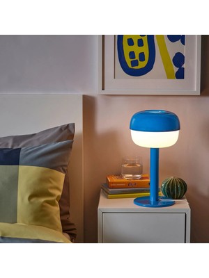 Feyza Design Modern 36 cm Beyaz-Mavi Masa Lambası, Şık ve Fonksiyonel Tasarım