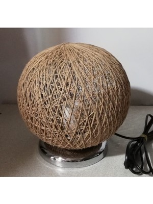 Feyza Design Doğal Jüt Halat Hasır Küre Ip Abajur, Şık ve Sıcak Atmosfer Yaratır