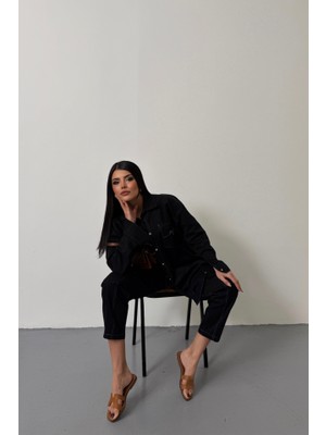 Livizmir Moda Denim Puntolu Gömlek-Pantolon Takım - Mavi