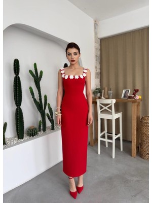 Livizmir Moda Mıng Çiçek Detaylı Elbise