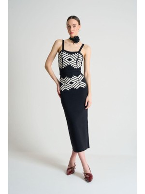 Livizmir Moda Jakarlı Ince Askılıtriko Takım - Siyah-Beyaz Kayısı