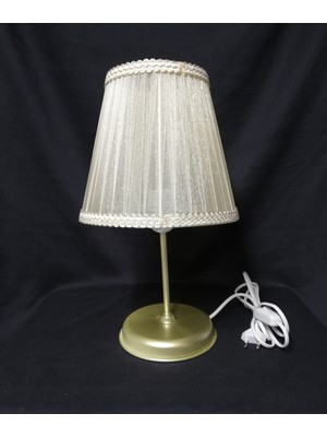 Feyza Design Altın Renkli Metal Ayaklı Abajur, 23 cm Çap, 2 M Kablo Uzunluğu