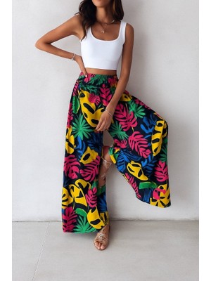 Livizmir Moda Kadın Yüksek Bel Lastikli Desenli Süprem Pantolon