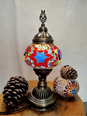 Feyza Design El Yapımı Otantik Mozaik Masa Lambası ve Ampul Hediyesi