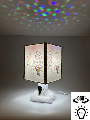 Feyza Design Dönen Abajur Gece Lambası, Renkli ve Şık Dekorasyon Aksesuarı