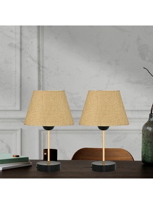 Feyza Design Şık 2'li Abajur Seti, Komodin ve Yatak Odası Dekoru, Salon ve Çocuk Odası Için
