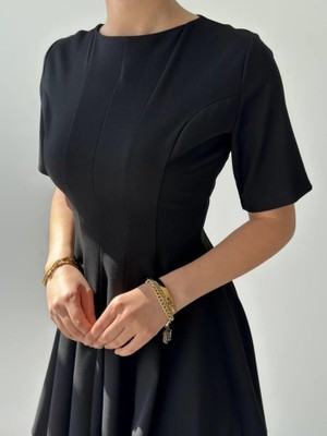 Livizmir Moda Crem Pliseli Elbise