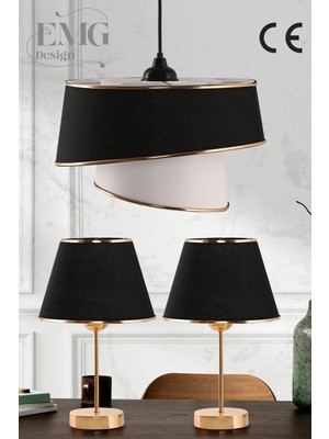 Feyza Design Modern Kumaş Manolya Avize ve Abajur Seti, Şık Tasarım