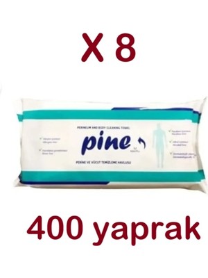 Pine Alkolsüz Hasta Perine ve Vücut Temizleme Havlusu 50'li x 8 Paket 400 Yaprak