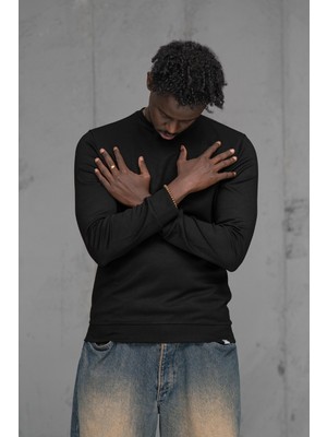 FBI Fbı Slimfit Modal Kumaş Baharlık Sıfır Yaka Likralı Sweatshirt