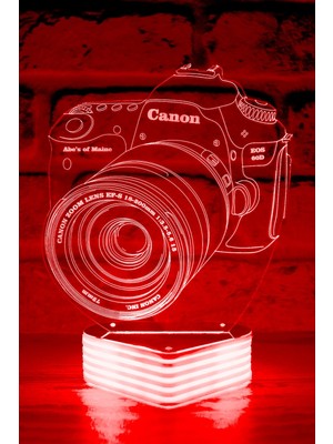 Feyza Design 3D LED Lamba, Fotoğraf Makinesi Temalı, Modern ve Şık Dekorasyon Parçası