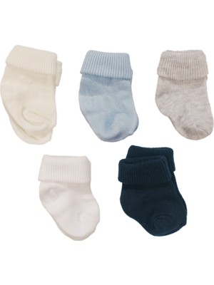 Bebegen Laci Mavi Gri 5'li Çorap Set 0-6 Ay