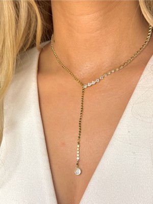 Youes Jewelry Çelik Zirkon Taşlı Su Yolu Y Kadın Kolye