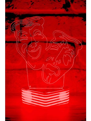 Feyza Design 3D Tiyatro Maske Lamba, Dekoratif ve Şık Aydınlatma Parçası