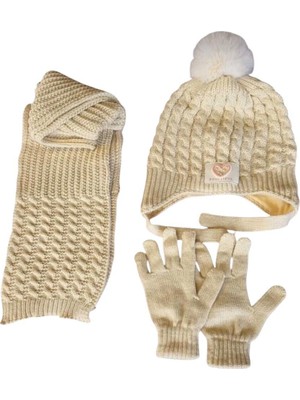 Kitti 4-8 Yaş Kız Çocuk Atkı Bere Eldiven İçi Polarlı 3'lü Takım 25170-02