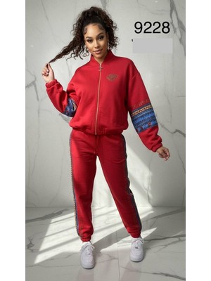 Bonibon Butik Kadın Kaliteli Lüks Giyim Lastikli Paça Taş Detaylı Alt Üst Takım