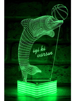 Feyza Design 3D Yunus Balığı LED Lamba, Akıllı ve Enerji Tasarruflu Tasarım