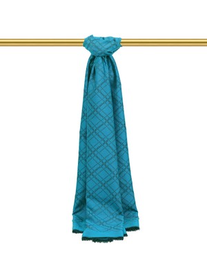 Bursa İpek Camgöbeği Zincir Desen Jakarlı Ipek Şal