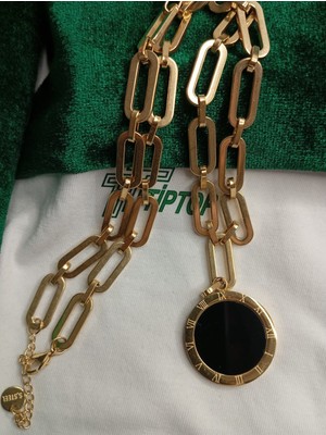 TIPTOP TİPTOP/ Gold Renk Madalyon Model Çift Taraf-Renk Kullanım Kolye