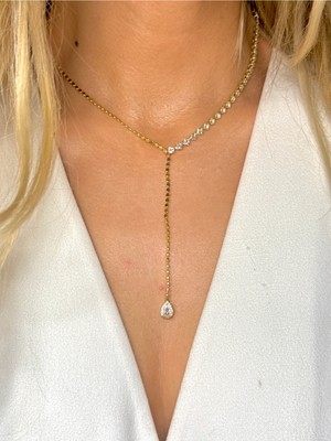 Youes Jewelry Çelik Zirkon Taşlı Su Yolu Y Kadın Kolye