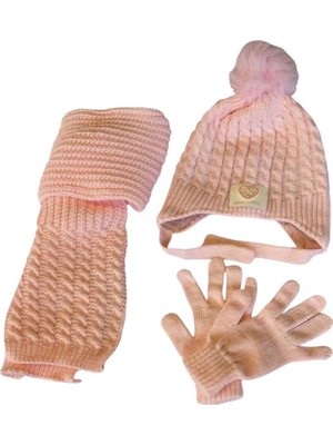 Kitti 4-8 Yaş Kız Çocuk Atkı Bere Eldiven İçi Polarlı 3'lü Takım 25170-02