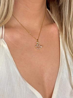 Youes Jewelry Çelik Zirkon Taşlı Kuğu Kadın Kolye