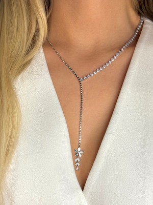 Youes Jewelry Çelik Zirkon Taşlı Su Yolu Y Kadın Kolye
