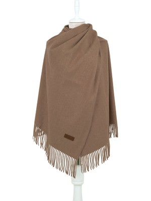 Bursa İpek Sütlü Kahve Düz Renk Kışlık Şal