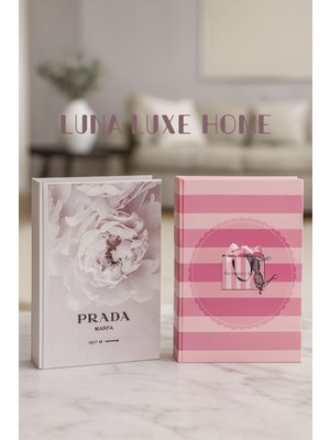 Luna Luxe Home 2'li Kitap Görünümlü Dekoratif Kitap Kutu Seti (Çiçek Desen)
