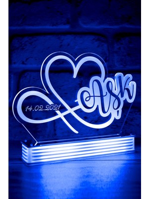 Feyza Design Aşk Temalı 3D Lamba, Romantik Hediye, Ortam Aydınlatması