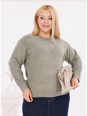 Wearon Kadın Yumoş Kumaş Bisiklet Yaka Beli Lastikli Yumuşak Dokulu Rahat Kesim Bluz