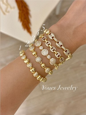 Youes Jewelry Altın Kaplama Zirkon Taşlı Kuyumcu Model Bileklik