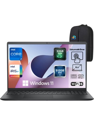 Dell Inspiron 15 3530 Intel Core I7-1355U Ddr4 32GB Ram 512GB SSD 15.6 Inç Dokunmatik Ekran Full Hd IPS W11 Pro Taşınabilir Bilgisayar Asbertech Çanta HEDIYELI(I35301018TU)