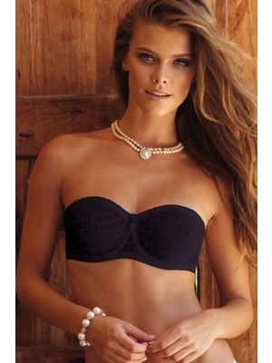 Yeni İnci Kadın Desenli Straplez Kesim Balenli Sütyen 1675