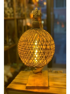 Feyza Design Şık Ahşap Masa Üstü Abajur ile Ortamınıza Zarif Dokunuş