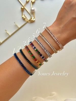 Youes Jewelry Çelik Baget Kesim Su Yolu Bileklik Zirkon Taşlı 1 Adet