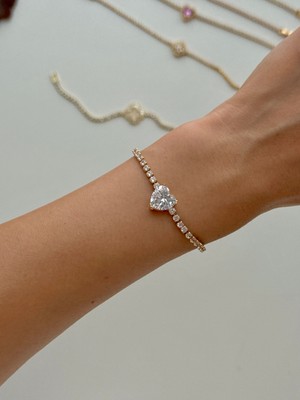 Youes Jewelry Çelik Minimal Su Yolu Gold Kadın Bileklik Zirkon Taş Detaylı Zarif Aksesuar