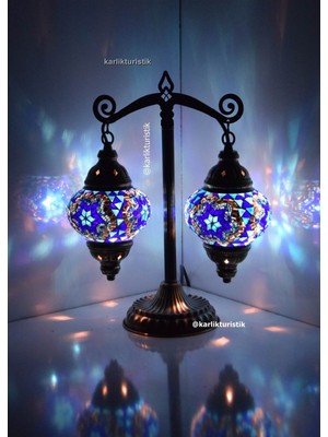 Feyza Design Şık Mozaik Masa Lambası, Dekoratif Abajur, Zarif Ev Aksesuarı