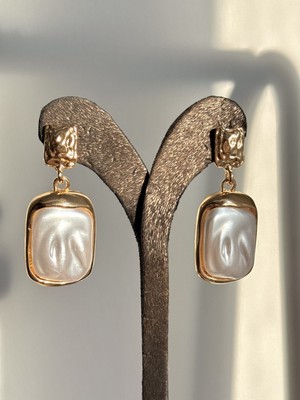 Youes Jewelry Gold Baget Taşlı Sallantılı Parlak Taşlı Lüx Küpe Beyaz Gold