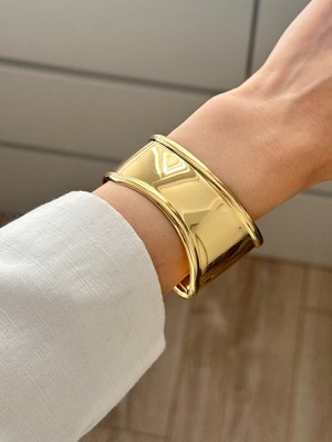 Youes Jewelry Kalın Kelepçe Bilezik Ayarlanabilir Bileklik Unisex Gold Kadın Kelepçe