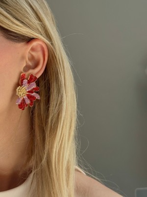 Youes Jewelry Çelik Çiçek Simli Lüx Küpe