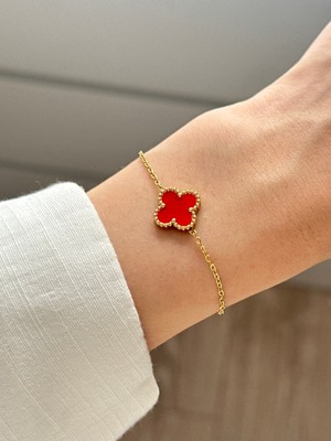 Youes Jewelry 316L Çelik Bileklik Kadın Bileklik Tek Yoncalı Çift Taraflı Bileklik