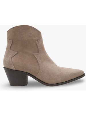 Nuvia Kadın Hakiki Deri Western Bot - Vizon Süet