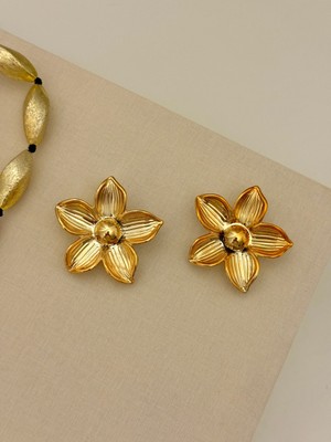 Youes Jewelry Kadın Gold Çiçek Küpe