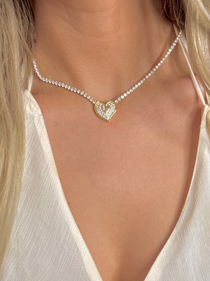 Youes Jewelry Çelik Dönmeyen Su Yolu Kolye Zirkon Taşlı Kolye